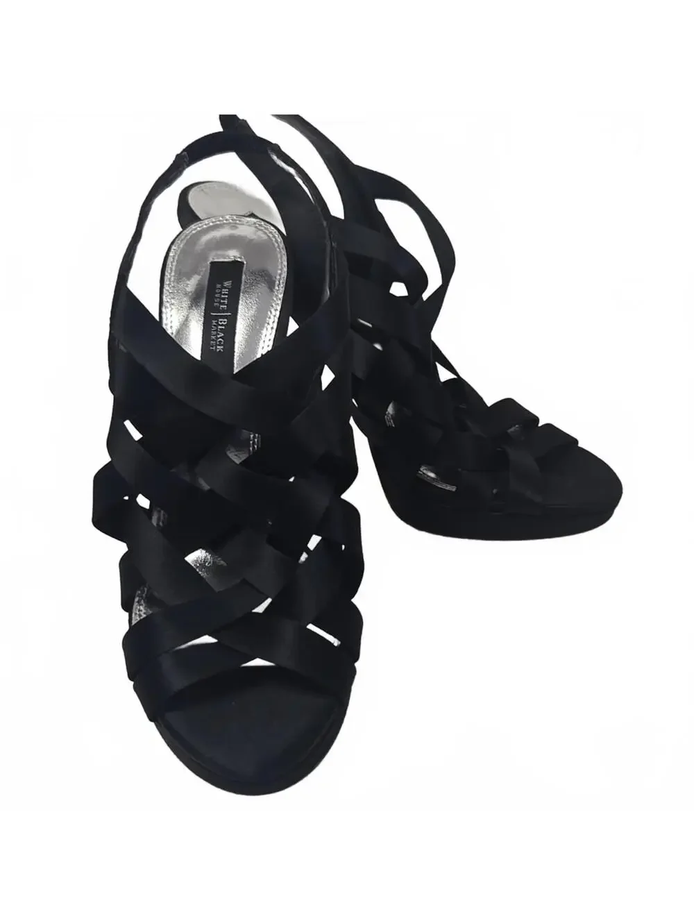 White House Black Market Black Strappy High Heel Sandals